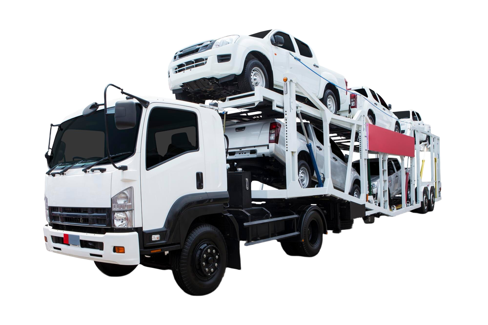 truck-with-cars-against-white-background
